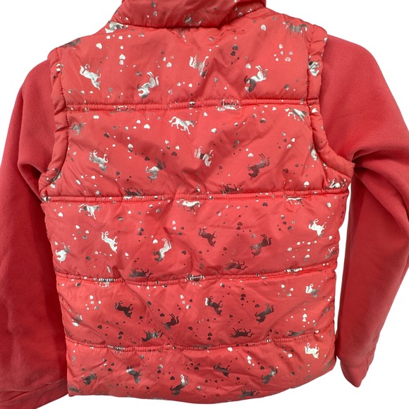 Pink Platinum Silver Unicorn Print Girls Hooded Puffer Vest Jacket Size‎ 10/12 - Picture 11 of 11